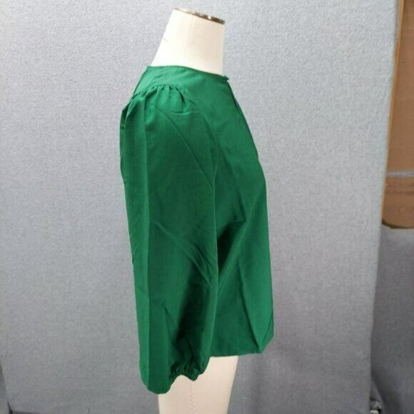 J Crew Green Puff Sleeve Keyhole Neckline Crepe Top Blouse BL711 Women Size XSP - Picture 3 of 15